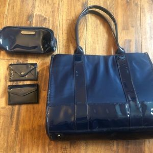 Aimee Kestenberg Navy Tote Satchel with Accessories